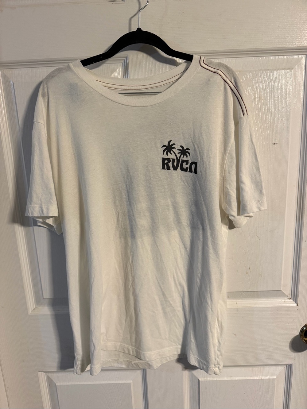 RVCA Cream Short Sleeve Tee with Palm Graphic